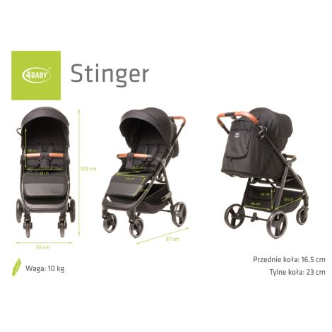 4Baby Stinger - wózek spacerowy | Black - 14